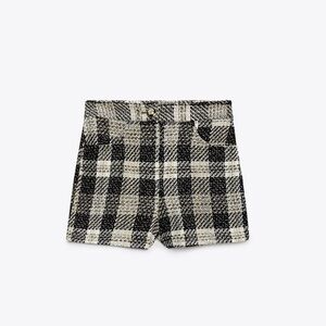 Zara textured weave plaid shorts size XS